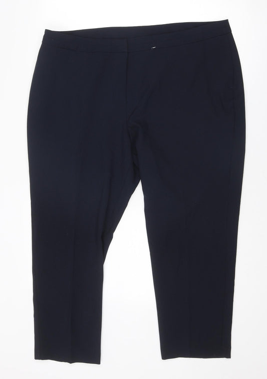 Bonmarché Womens Blue Polyester Capri Trousers Size 20 Regular Zip