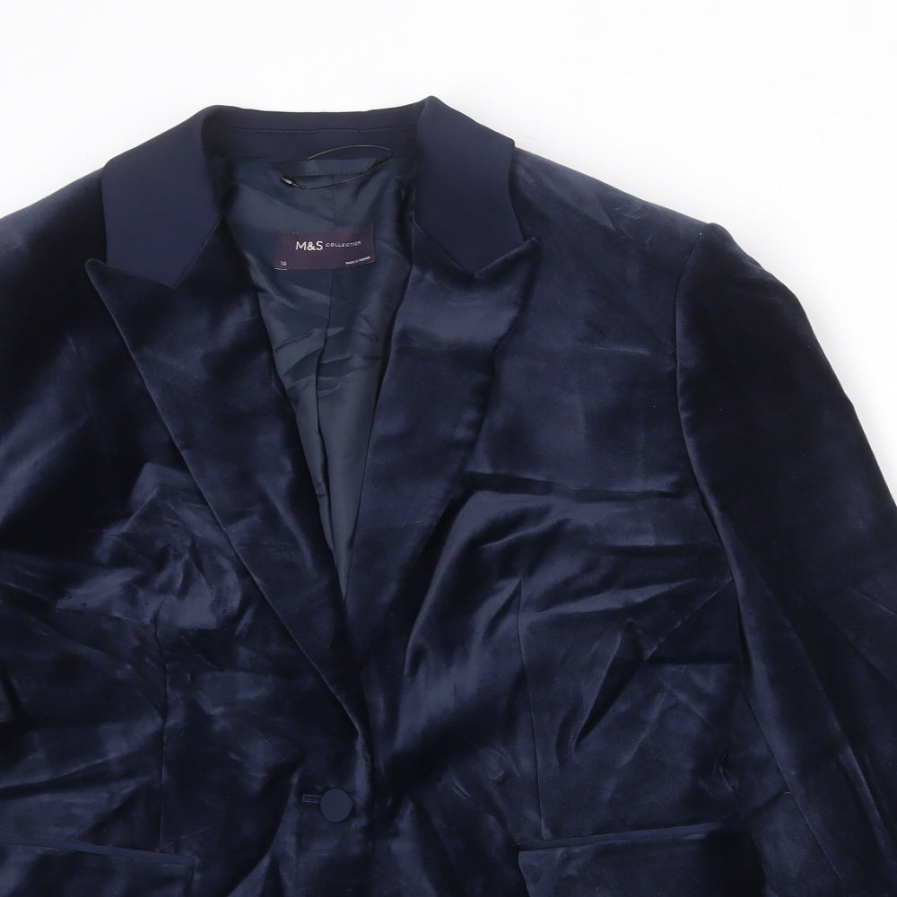 Marks and Spencer Womens Blue Cotton Jacket Suit Jacket Size 10