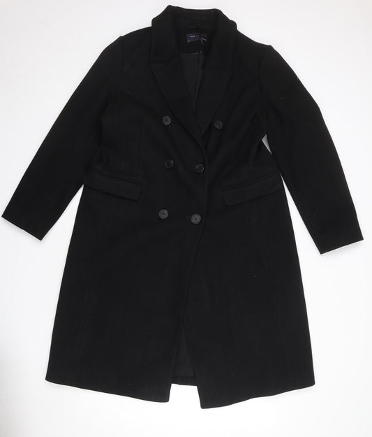 Marks and Spencer Womens Black Overcoat Coat Size 18 Button