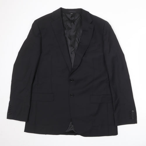 Marks and Spencer Mens Black Cotton Jacket Suit Jacket Size 44 Regular