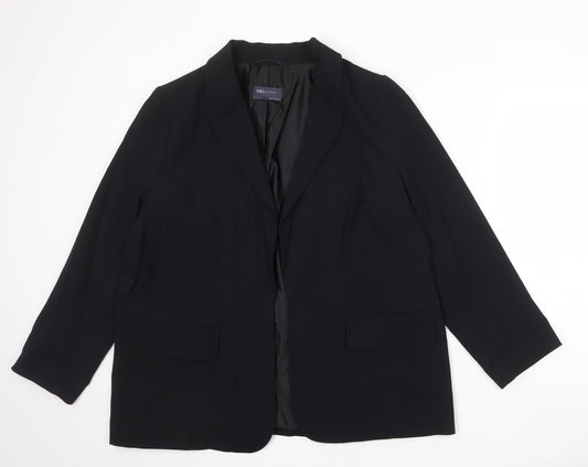 Marks and Spencer Womens Black Polyester Jacket Blazer Size 18 - Open Style