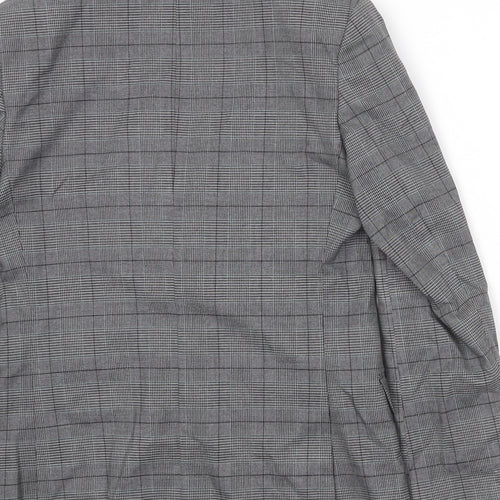Marks and Spencer Mens Grey Plaid Polyester Jacket Suit Jacket Size 36 Regular