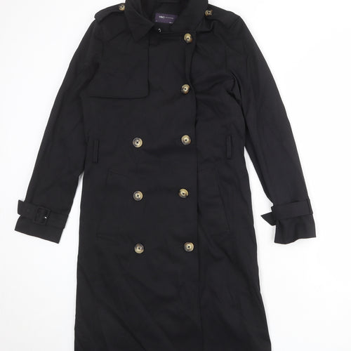Marks and Spencer Womens Black Trench Coat Coat Size 6 Button