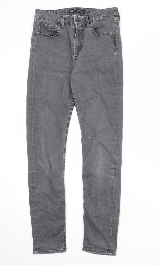 Zara Womens Grey Cotton Skinny Jeans Size 12 Regular Zip