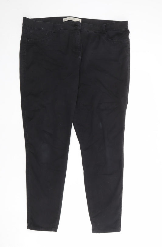 NEXT Womens Black Cotton Jegging Jeans Size 18 Regular Zip