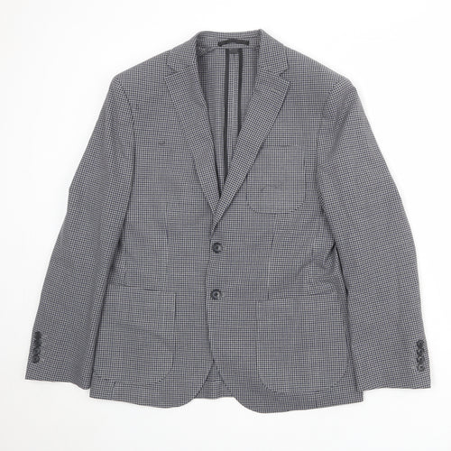 Marks and Spencer Mens Grey Geometric Polyester Jacket Blazer Size 38 Regular