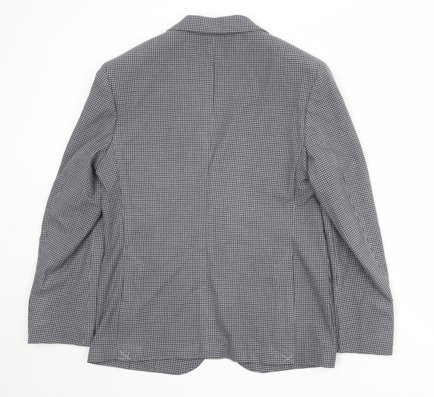Marks and Spencer Mens Grey Geometric Polyester Jacket Blazer Size 38 Regular