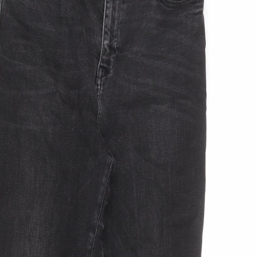 Mango Womens Black Cotton Straight Jeans Size 12 Regular Zip