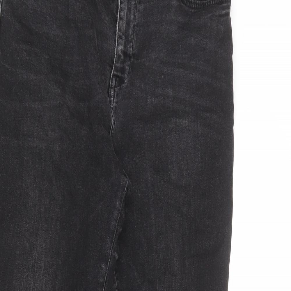 Mango Womens Black Cotton Straight Jeans Size 12 Regular Zip