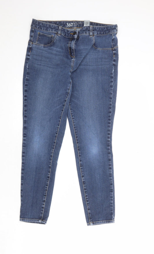 NEXT Womens Blue Cotton Skinny Jeans Size 16 Regular Zip