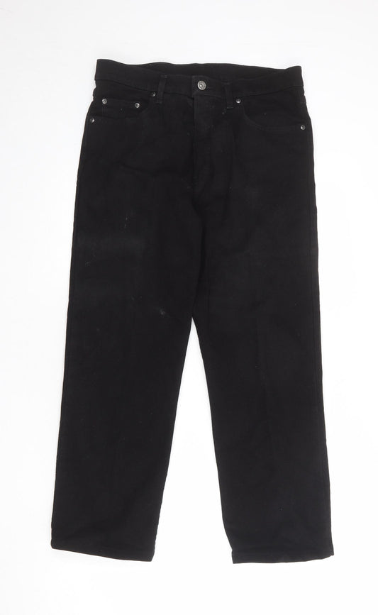 Blue Harbour Mens Black Cotton Straight Jeans Size 34 in Regular Zip