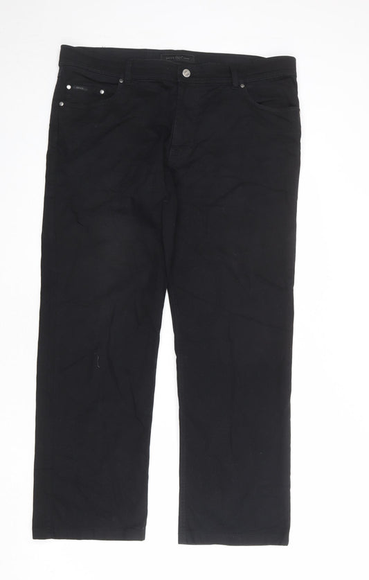 BRAX Mens Black Cotton Straight Jeans Size 40 in Regular Zip