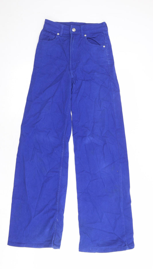 Divided by H&M Womens Blue Cotton Wide-Leg Jeans Size 4 Regular Zip