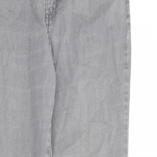 Per Una Womens Grey Cotton Straight Jeans Size 10 Regular Zip