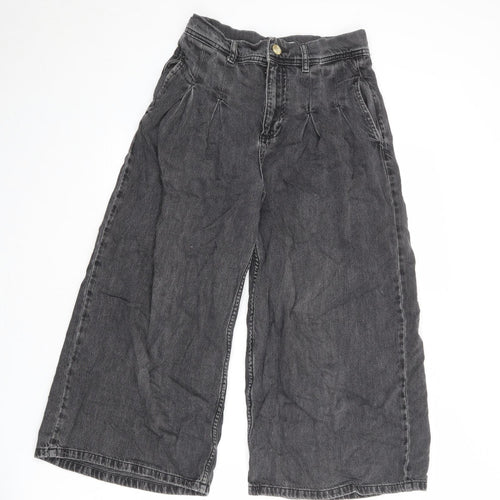 Topshop Womens Grey Cotton Wide-Leg Jeans Size 26 in Regular Zip
