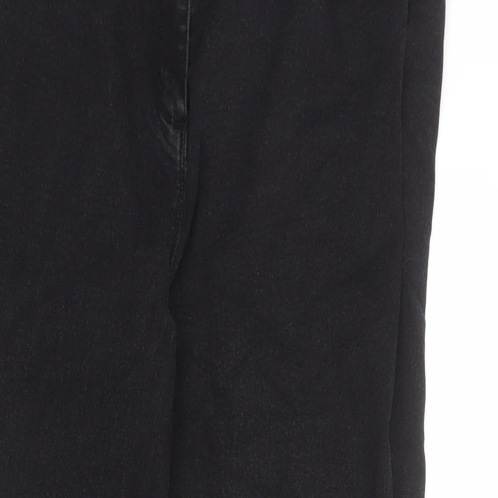 Bonmarché Womens Black Cotton Straight Jeans Size 18 Regular Zip