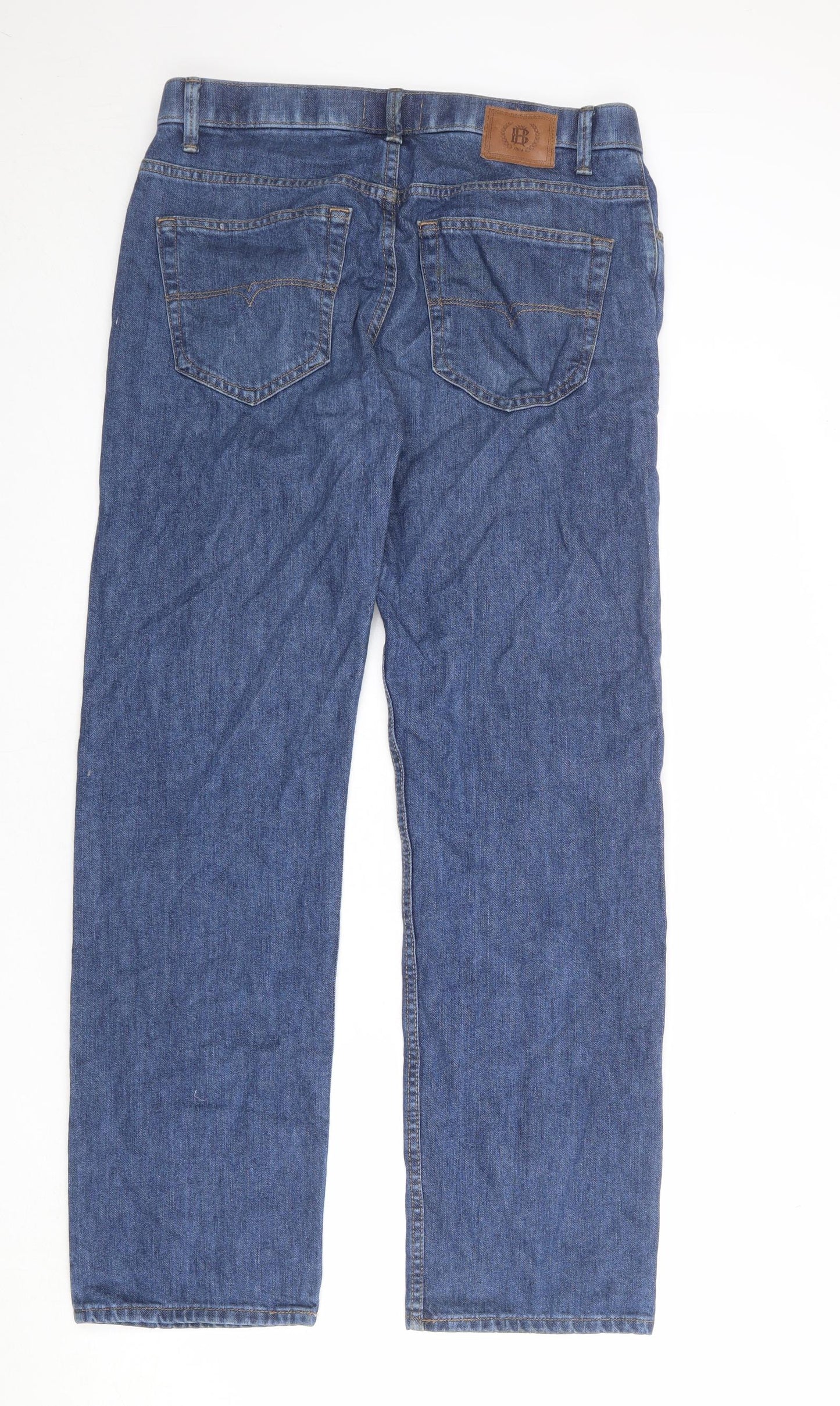 Blue Harbour Mens Blue Cotton Straight Jeans Size 34 in Regular Zip