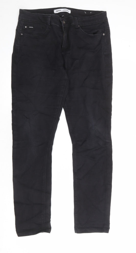 Paper + Stitch Mens Black Cotton Skinny Jeans Size 32 in Regular Zip