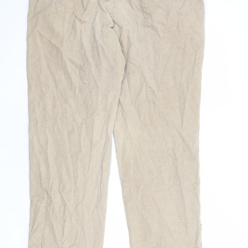 Marks and Spencer Mens Beige Cotton Chino Trousers Size 36 in Regular Zip