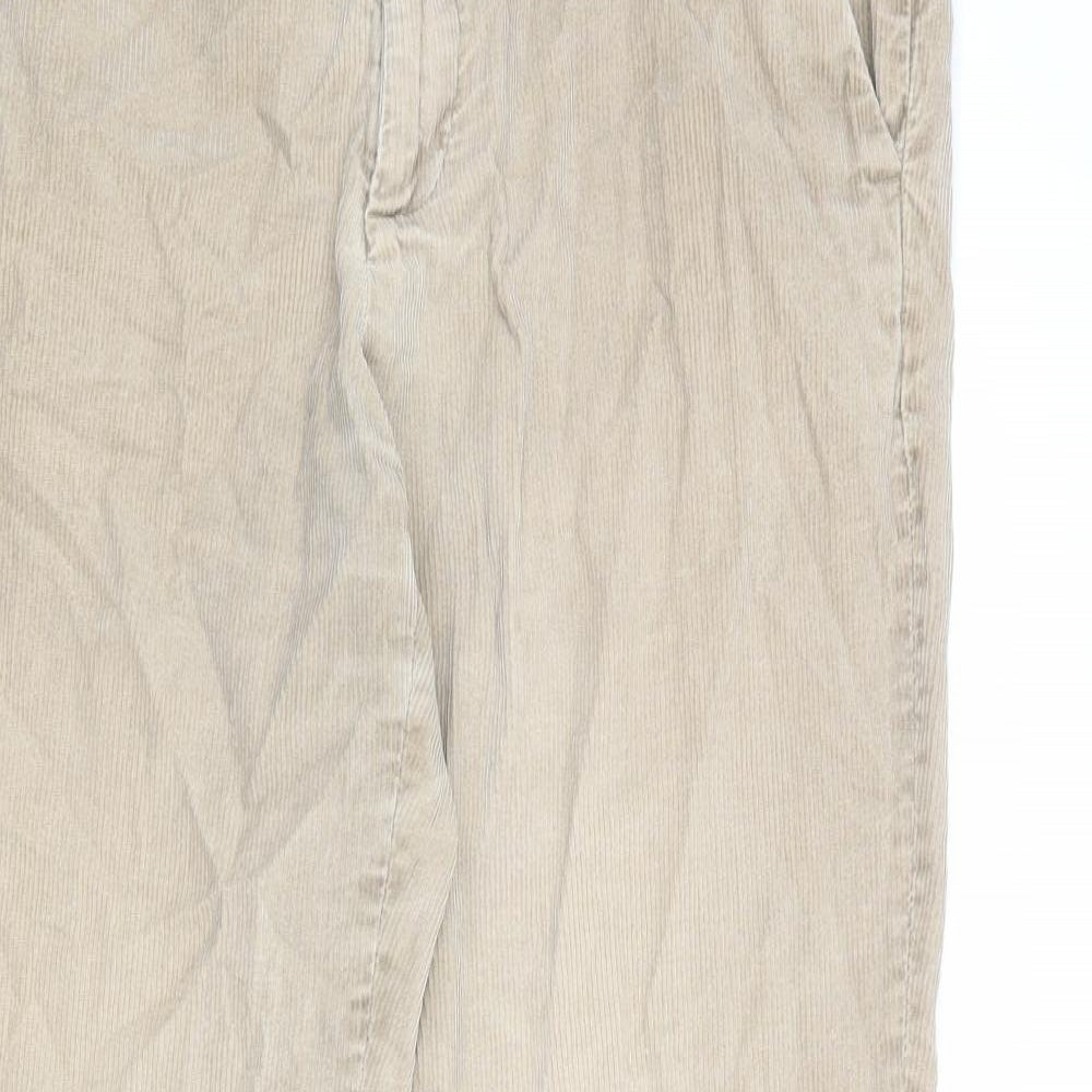 Marks and Spencer Mens Beige Cotton Chino Trousers Size 36 in Regular Zip