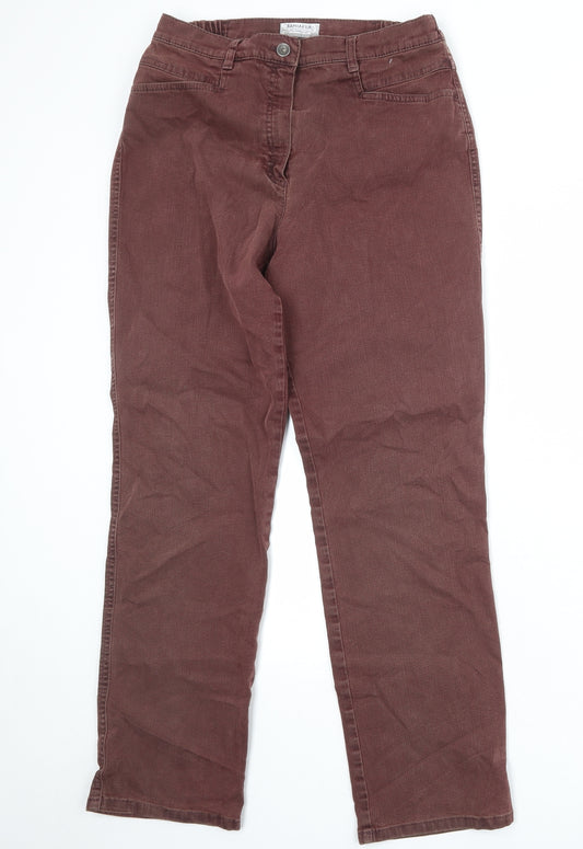 BRAX Womens Red Cotton Straight Jeans Size 14 Regular Zip