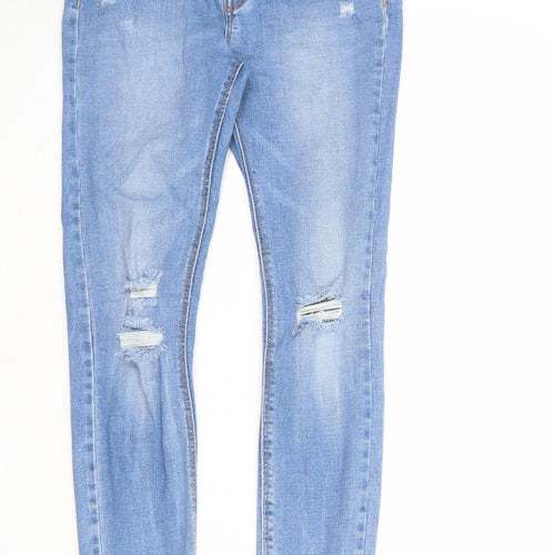 Stradivarius Womens Blue Cotton Skinny Jeans Size 10 Regular Zip