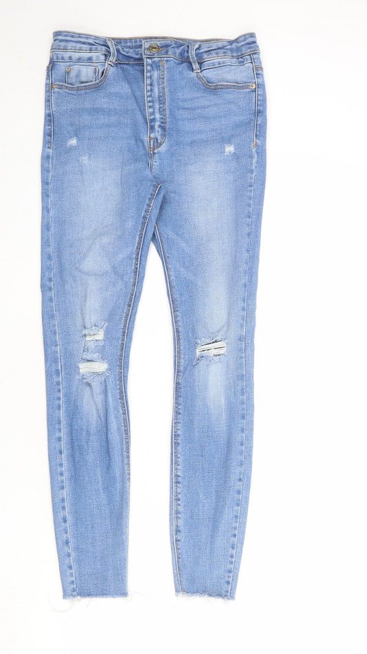 Stradivarius Womens Blue Cotton Skinny Jeans Size 10 Regular Zip