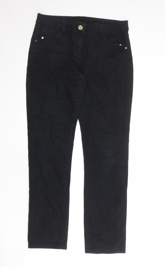 Wallis Womens Black Cotton Skinny Jeans Size 12 Regular Zip