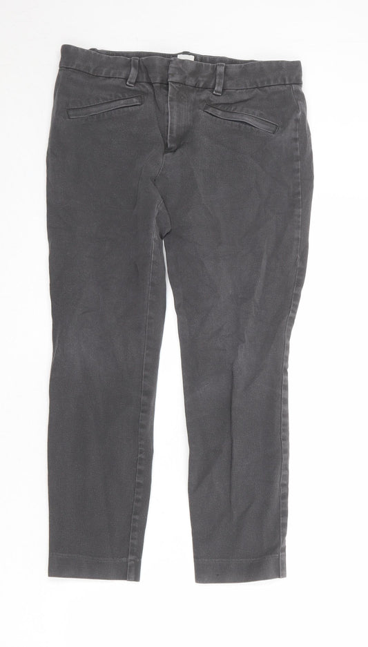 Gap Womens Grey Cotton Chino Trousers Size 8 Regular Zip