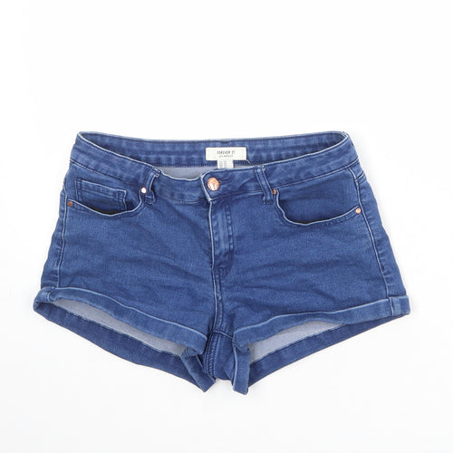 FOREVER 21 Womens Blue Cotton Hot Pants Shorts Size 30 in Regular Zip
