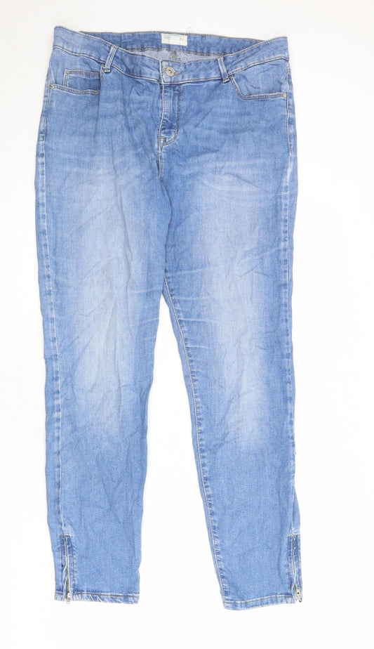Monsoon Womens Blue Cotton Skinny Jeans Size 16 Regular Zip