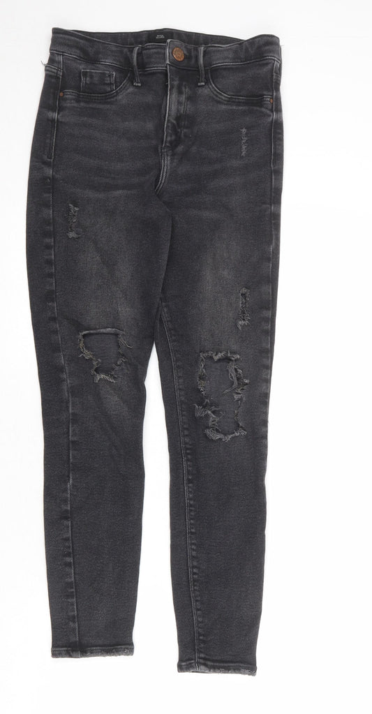 Topshop Womens Grey Cotton Skinny Jeans Size 12 Regular Zip