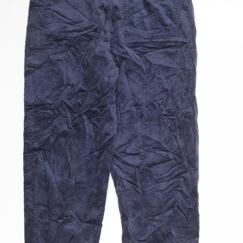 Per Una Womens Blue Cotton Trousers Size 10 Regular Zip