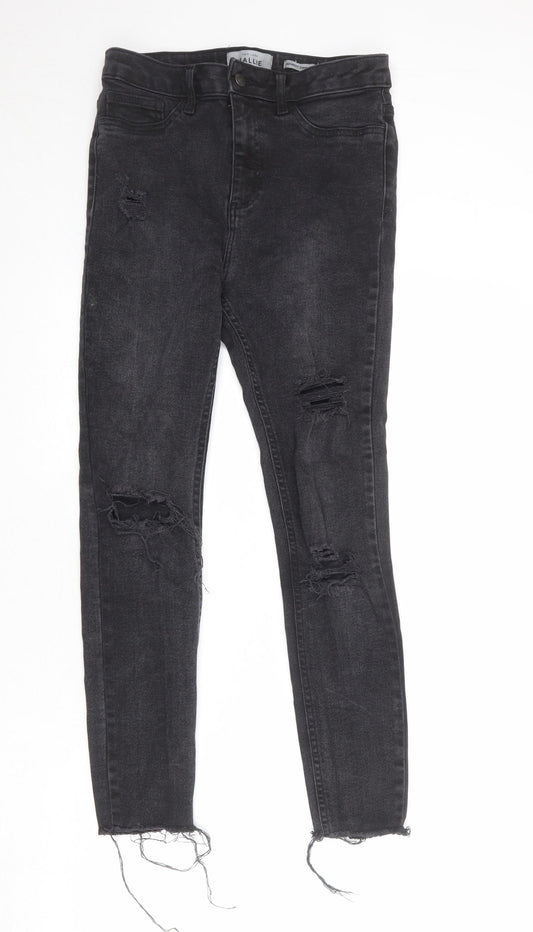 New Look Womens Grey Cotton Skinny Jeans Size 12 Regular Zip