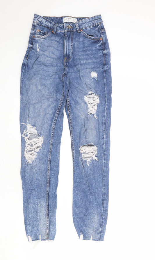 Denim & Co. Womens Blue Cotton Straight Jeans Size 6 Regular Zip