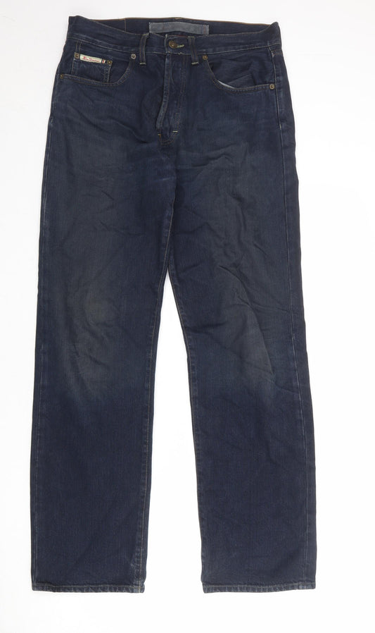 Ben Sherman Mens Blue Cotton Straight Jeans Size 32 in Regular Zip