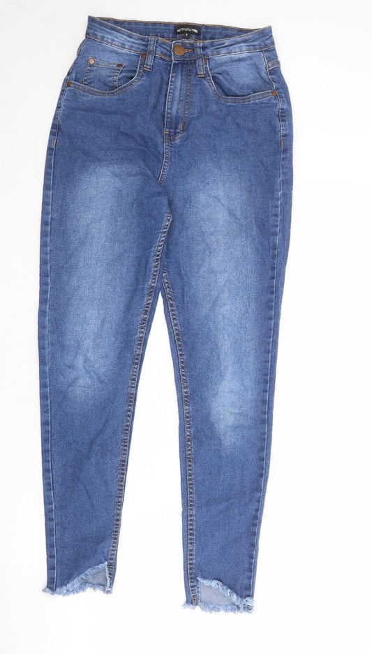 PRETTYLITTLETHING Womens Blue Cotton Skinny Jeans Size 8 Regular Zip
