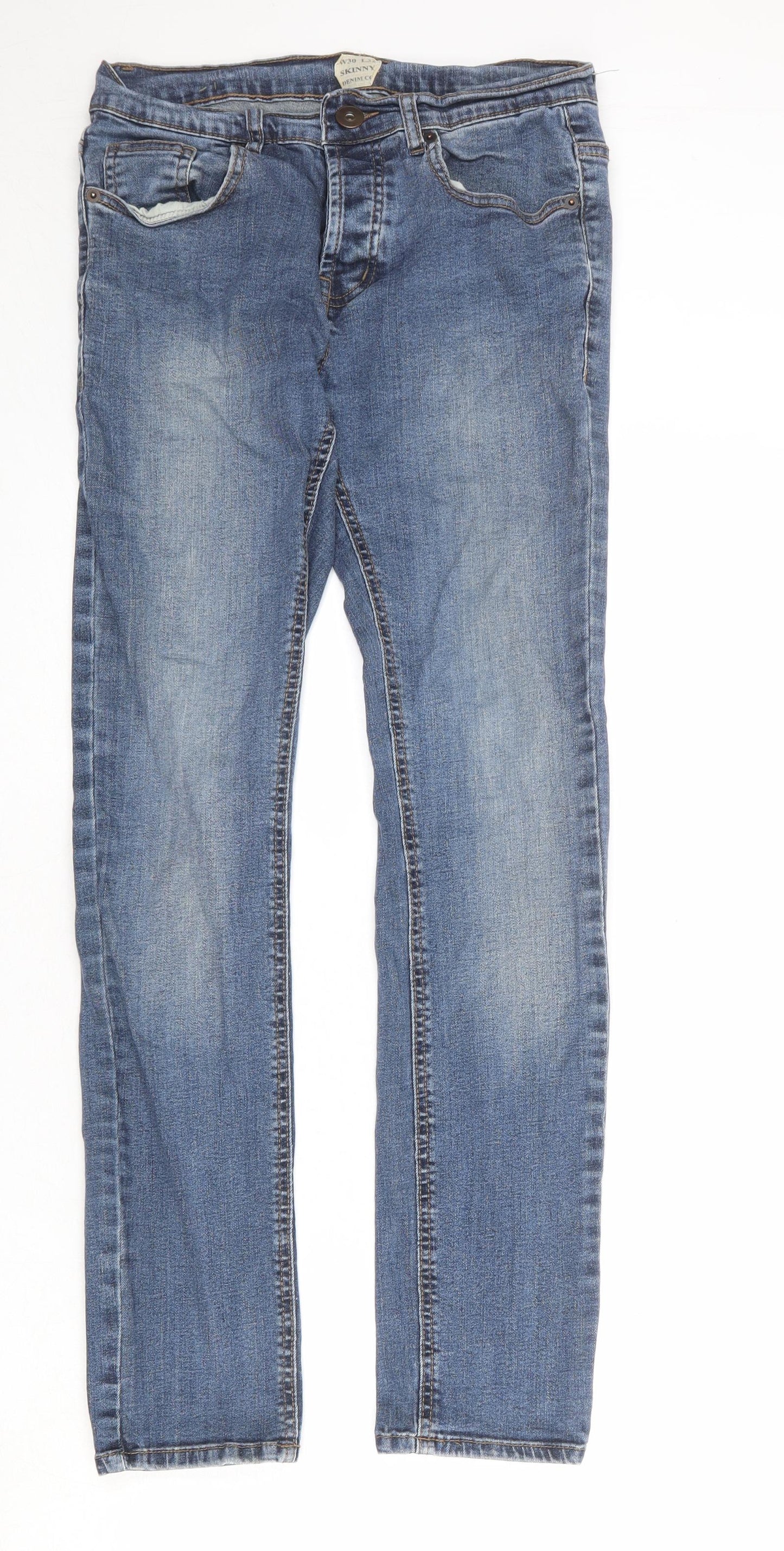 Denim & Co. Mens Blue Cotton Skinny Jeans Size 30 in Regular Zip