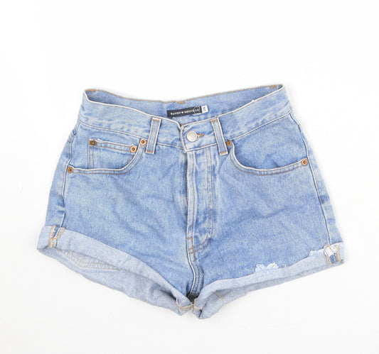 Brandy Melville Womens Blue 100% Cotton Hot Pants Shorts Size 10 Regular Button