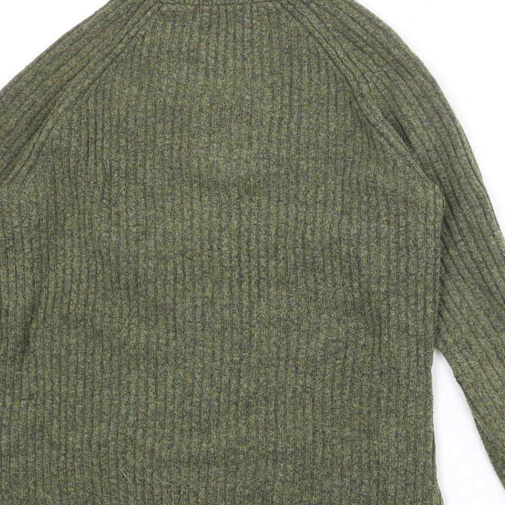 Marks and Spencer Womens Green High Neck Acrylic Henley Jumper Size M