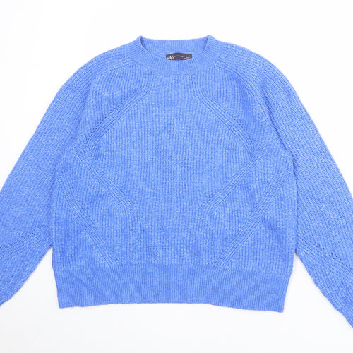 Marks and Spencer Womens Blue Round Neck Acrylic Pullover Jumper Size M