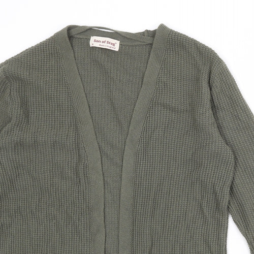 Son of Stag Womens Green V-Neck Acrylic Cardigan Jumper Size S