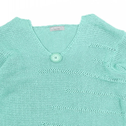 Per Una Womens Green V-Neck Acrylic Pullover Jumper Size L
