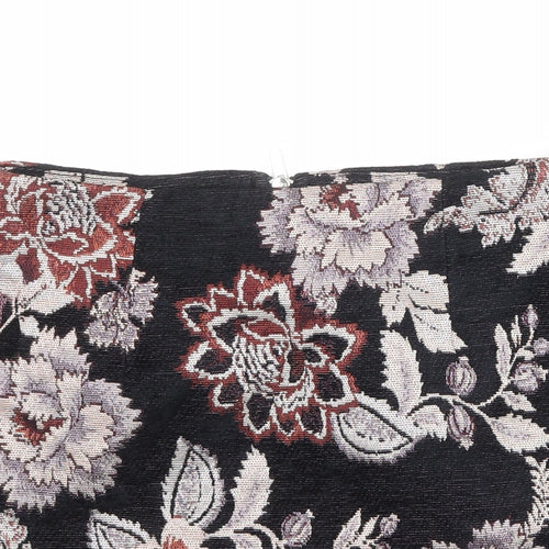 New Look Womens Black Floral Polyester A-Line Skirt Size 12 Zip