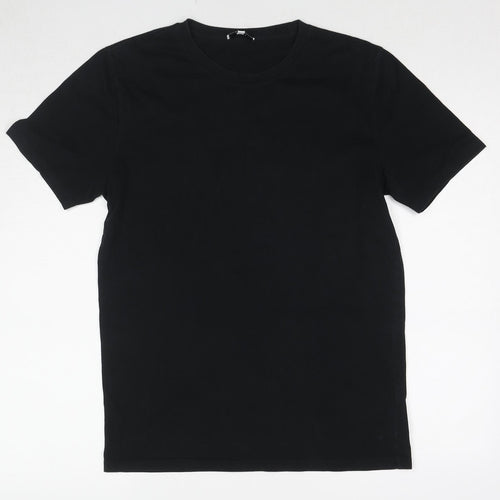 Reiss Womens Black Cotton Basic T-Shirt Size M Crew Neck