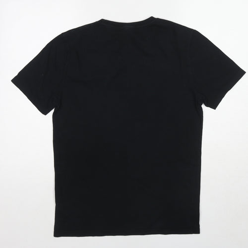 Reiss Womens Black Cotton Basic T-Shirt Size M Crew Neck