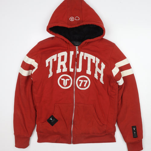 Truth Clothing Mens Red Cotton Full Zip Sweatshirt Size L