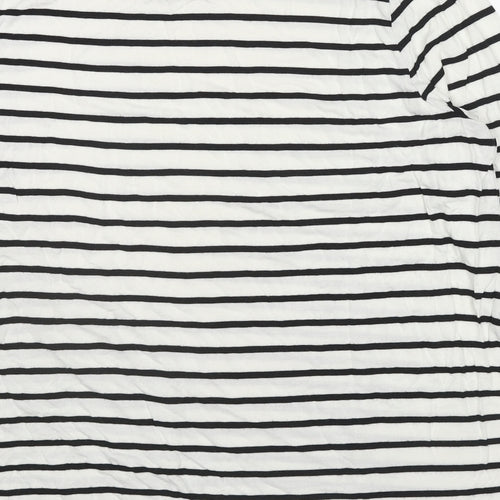 Capsule Womens White Striped Viscose Basic T-Shirt Size 16 Boat Neck