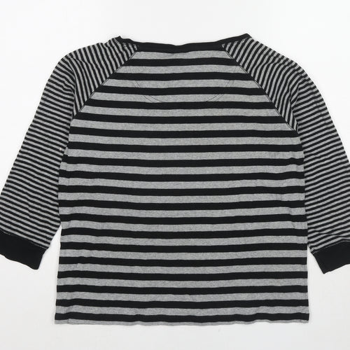 Debenhams Womens Grey Striped Cotton Basic T-Shirt Size 16 Boat Neck