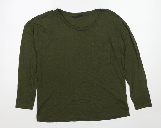 NEXT Womens Green Viscose Basic T-Shirt Size 14 Boat Neck